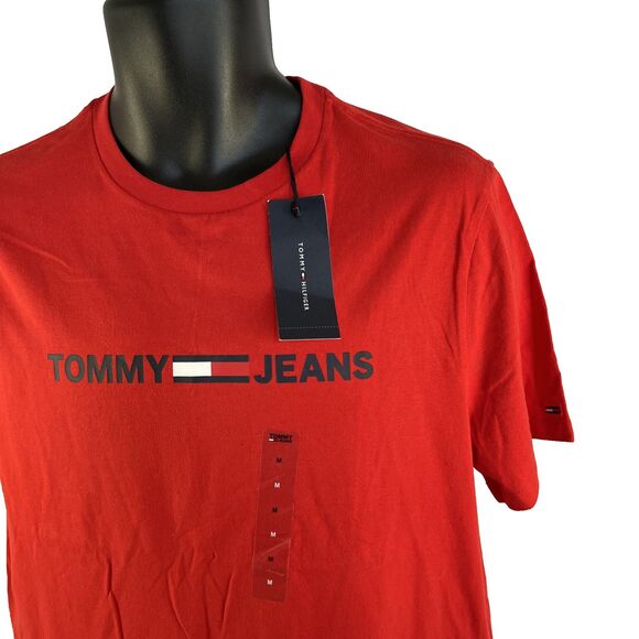 New Mens Tommy Hilfiger Tommy Jeans T-Shirt Size Medium Red NWT - Picture 2 of 6